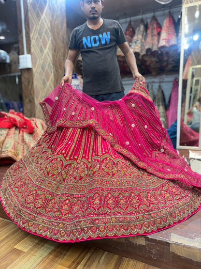 Stunning rani pink jhumka bridal Lehenga