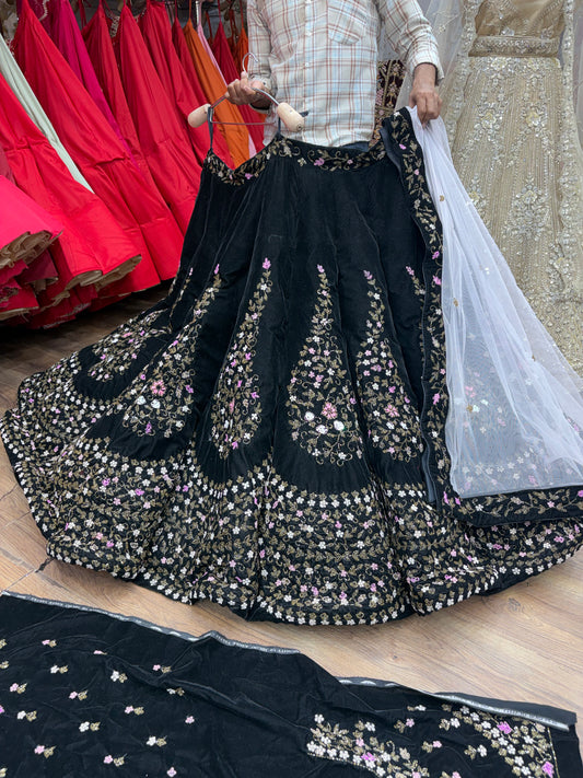 Heavy Black Ball Bridal Lehenga