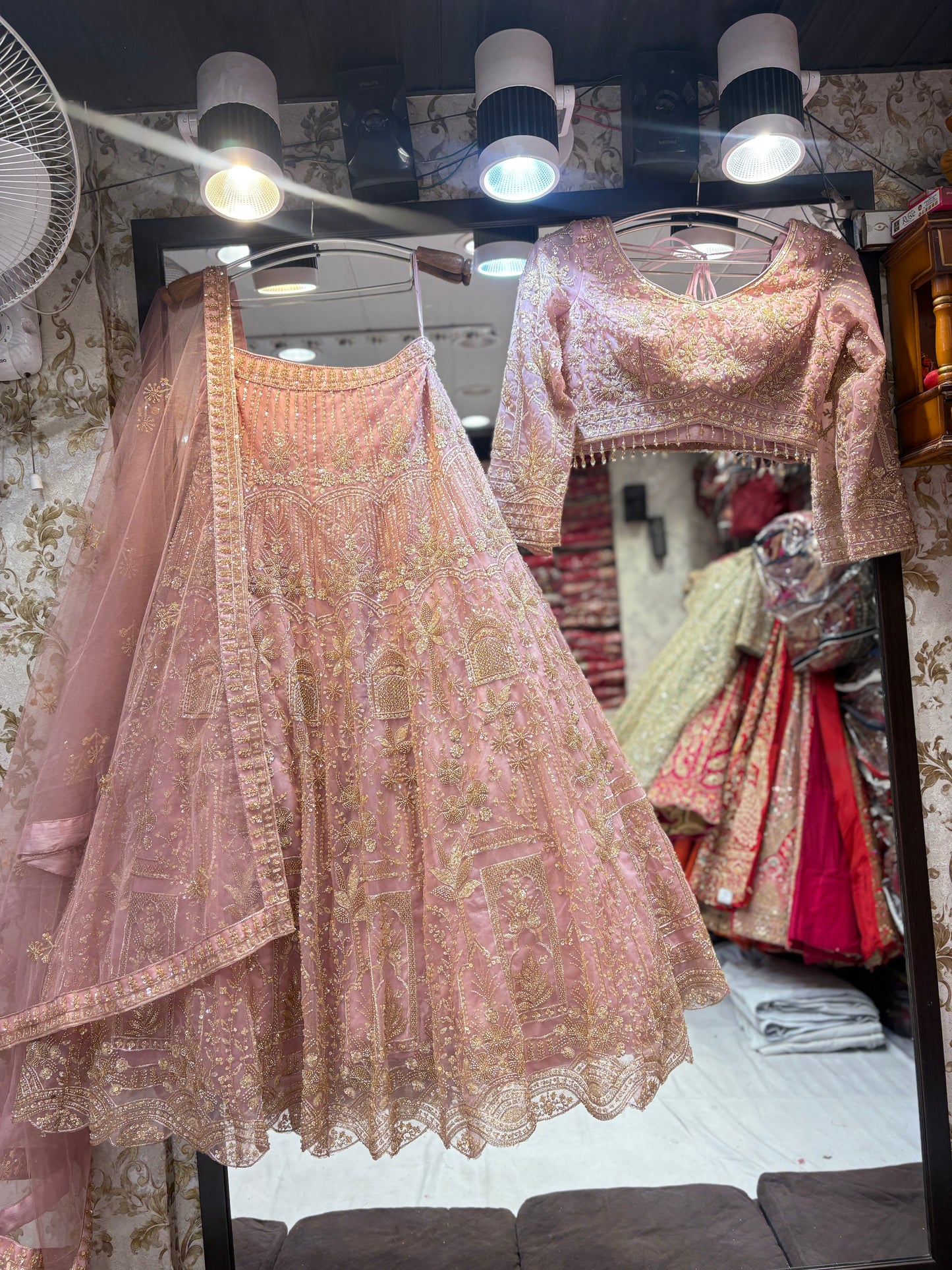 Awesome baby pink crop top Lehenga