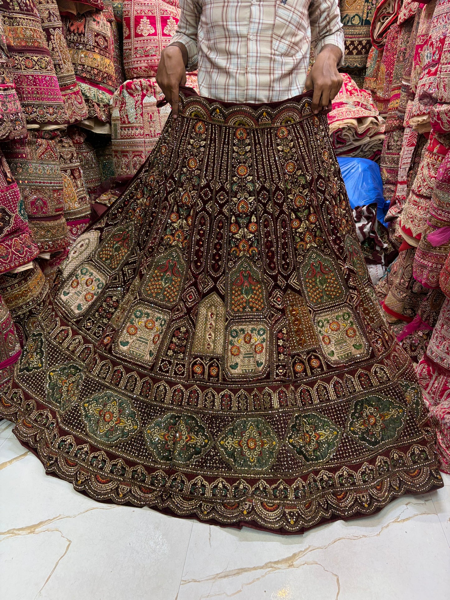 Dark Maroon bridal Lehenga