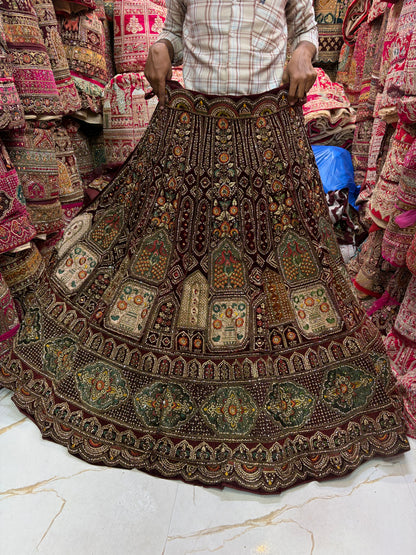 Dark Maroon bridal Lehenga