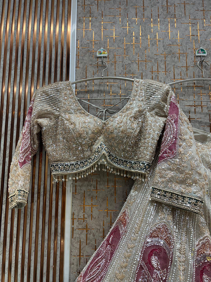 Pink crop top Lehenga