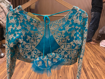 Delightful Sky blue Crop Top Lehenga