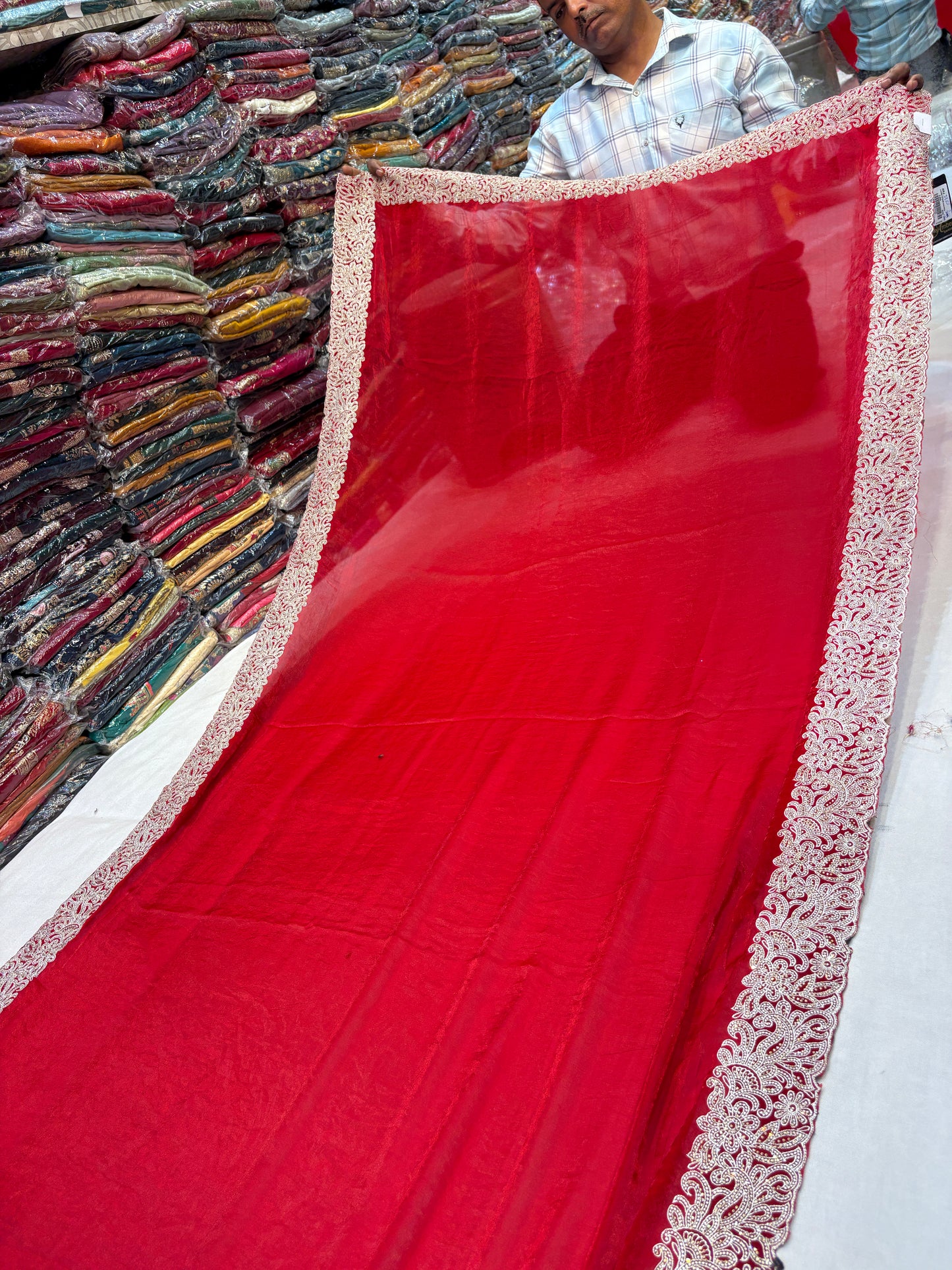 Eye catching red saree