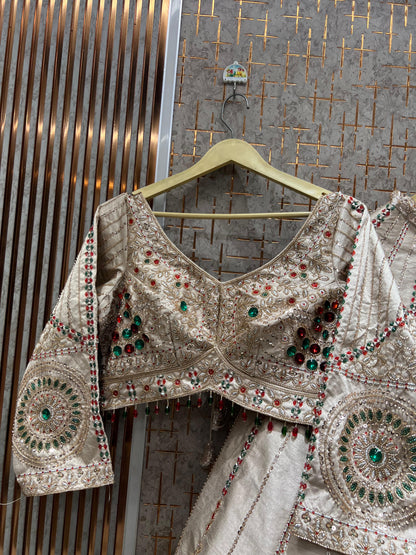 White crop top Lehenga