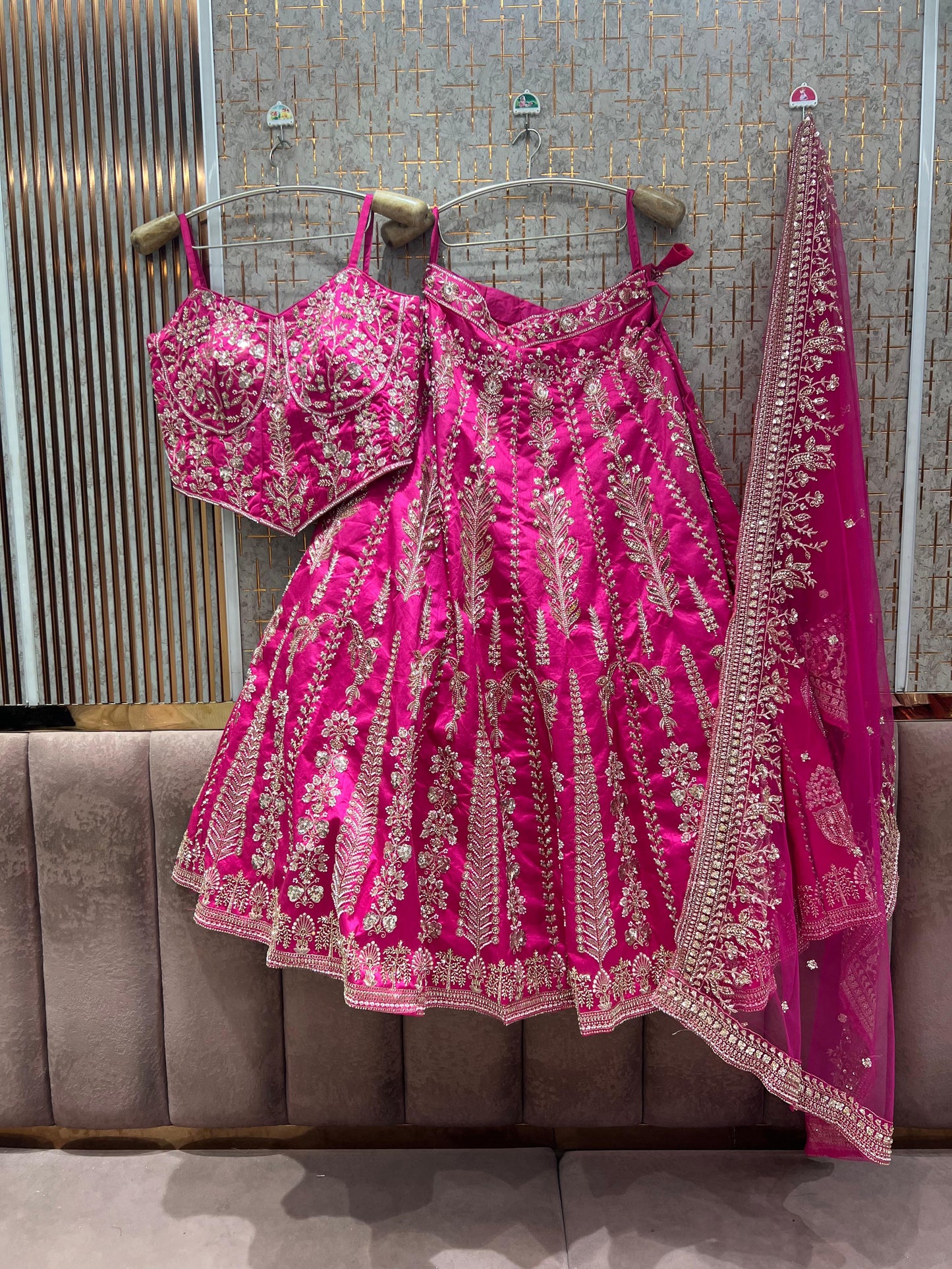 pink crop top Lehenga