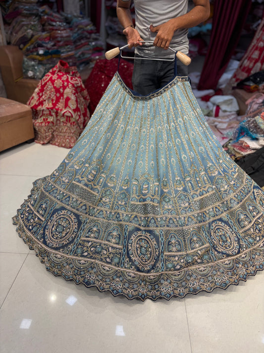 Blue double shade handwork zardozi Lehenga
