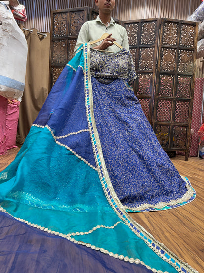 Fabulous navy blue crop top Lehenga