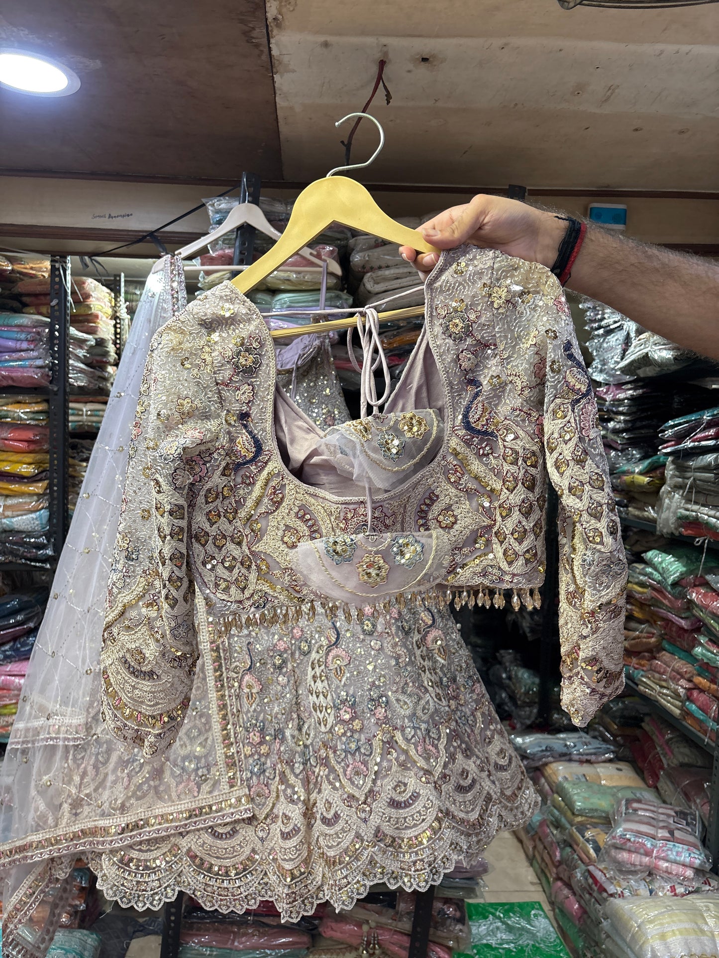 Lavishing Lavender pink peacock Crop Top Lehenga