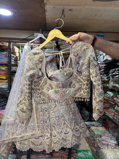 Lavishing Lavender pink peacock Crop Top Lehenga