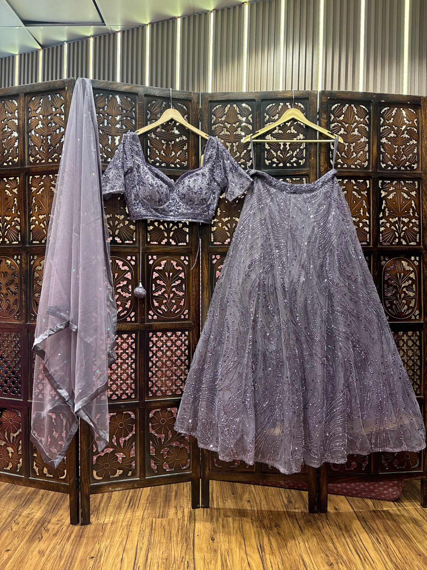 Designer purple lavend lilac crop top Lehenga