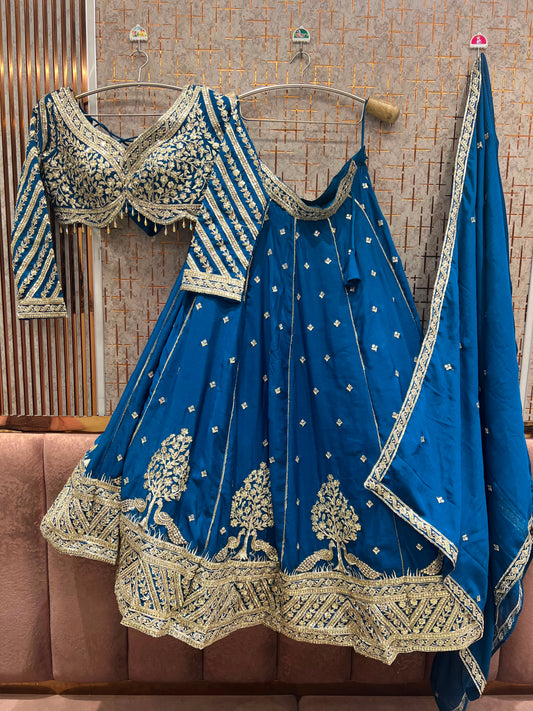 Blue On Blue Crop Top Lehenga
