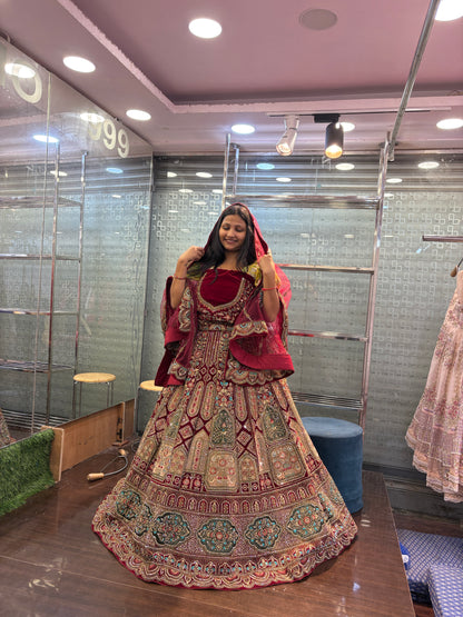 Attractive maroon bridal Lehenga happy customer