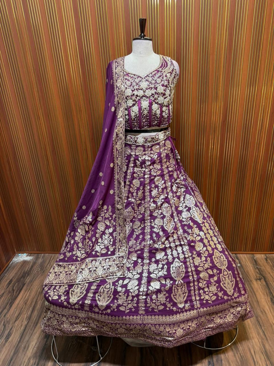 Purple pink blue Crop top Lehenga