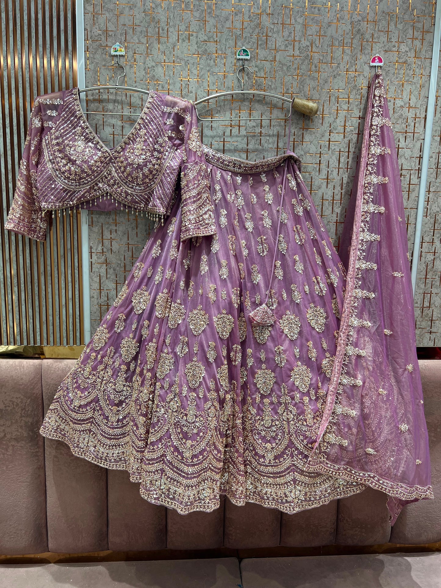 Lavender Crop Top Lehenga