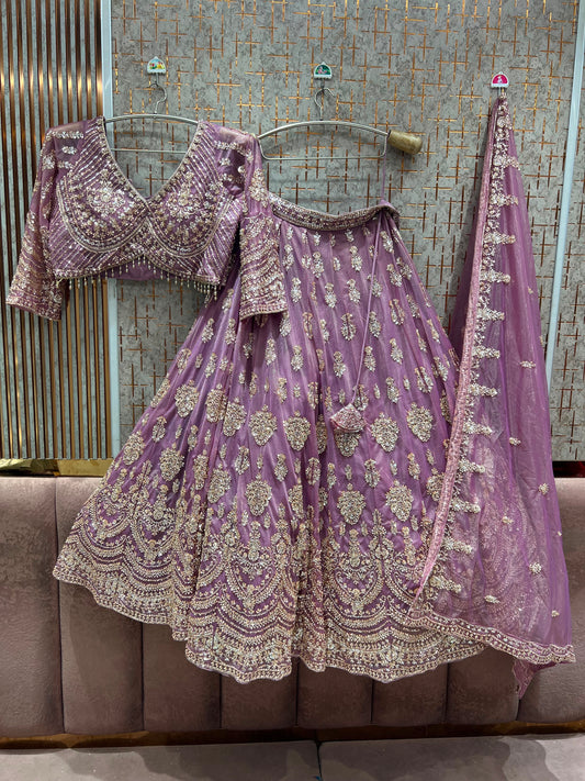 Lavender Crop Top Lehenga