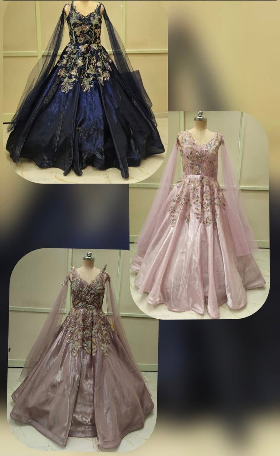 Black Pink Brown Gown