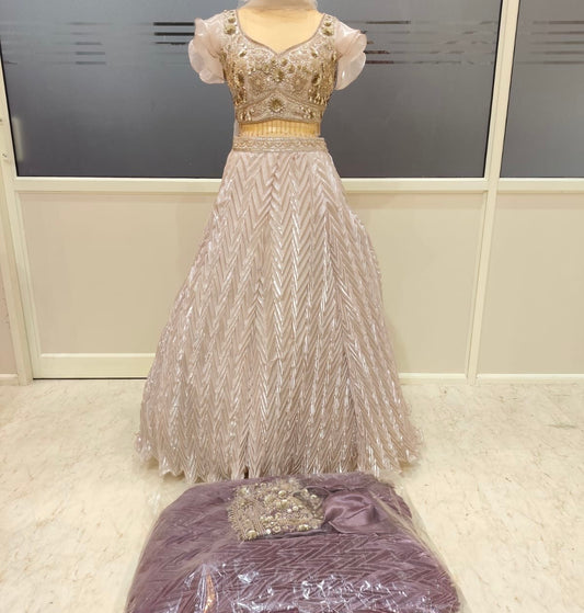 Silver golden purple lavender Crop top lehenga