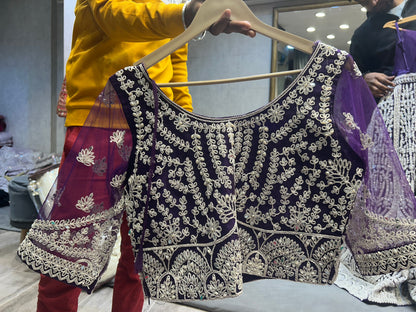 Something different lavender purple crop top lehenga