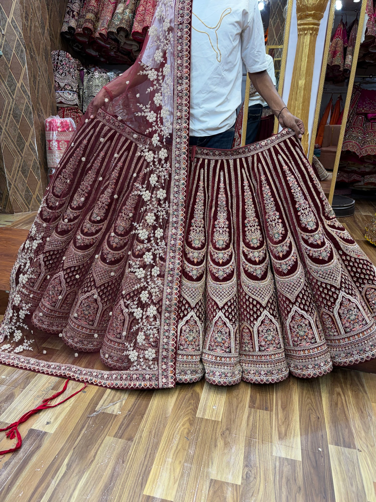Maroon Designer Ball Bridal Lehenga