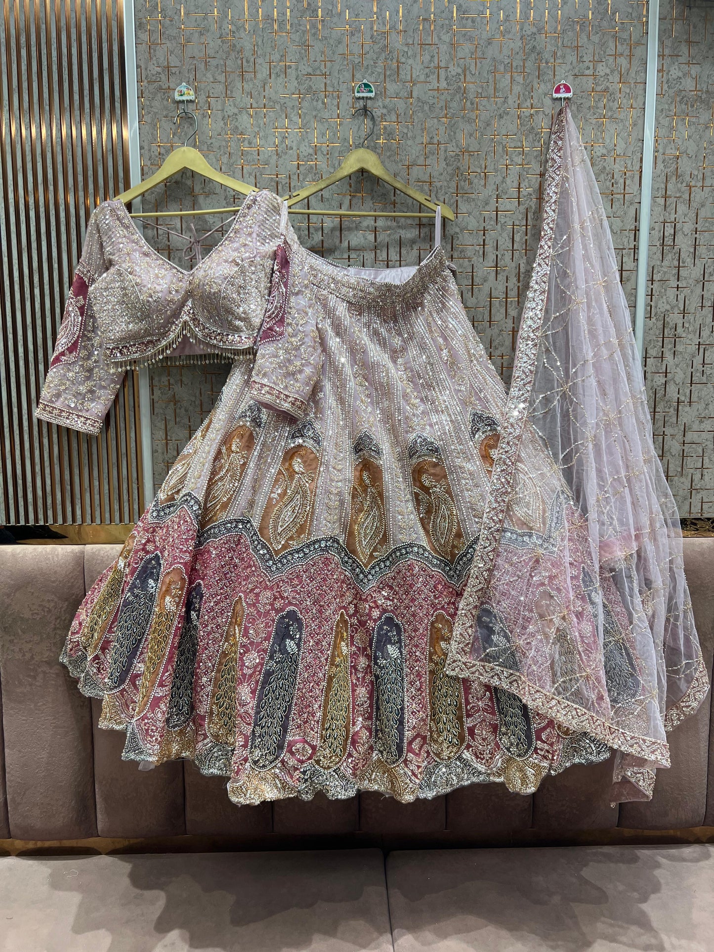 Pink crop top Lehenga