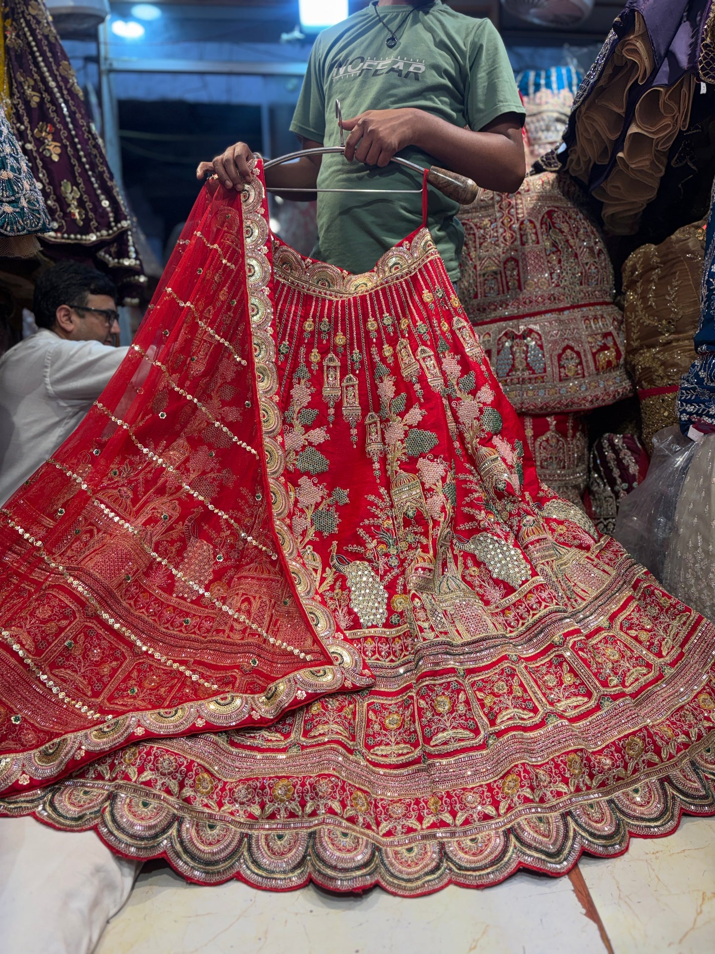 Awesome Red peacock Bridal Lehenga