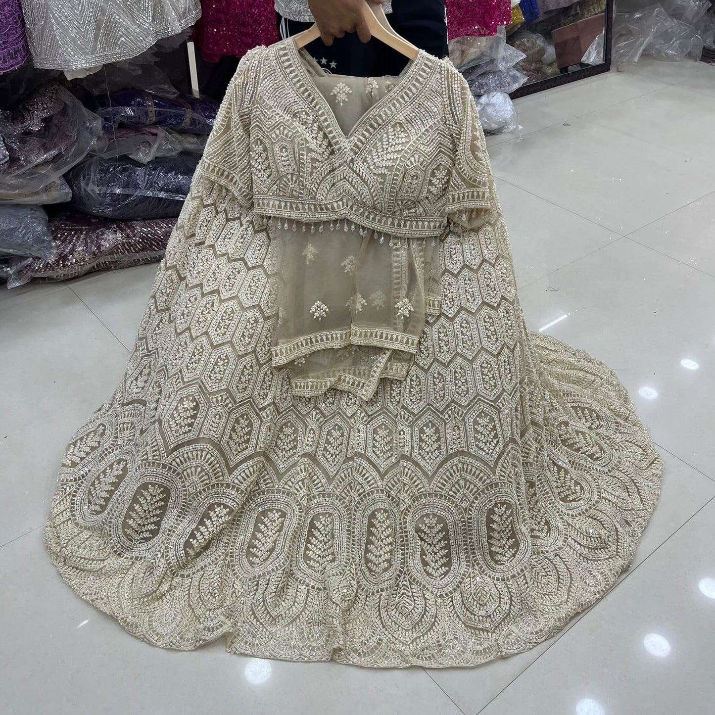 Golden on Golden Monotone Crop Top Lehenga