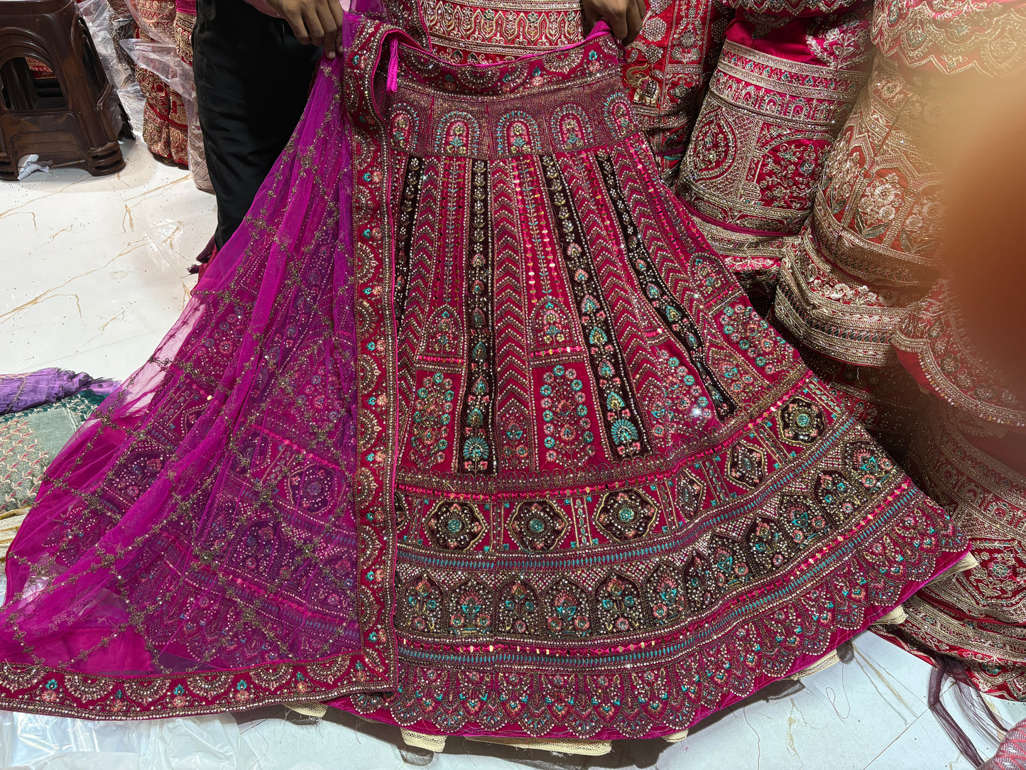 Tremendous Rani pink bridal Lehenga