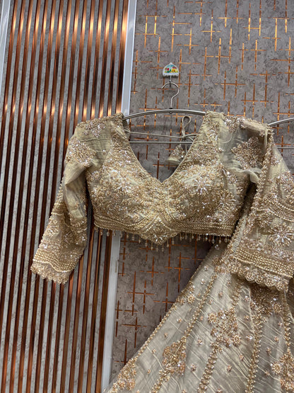 Golden Salsa Crop Top Lehenga