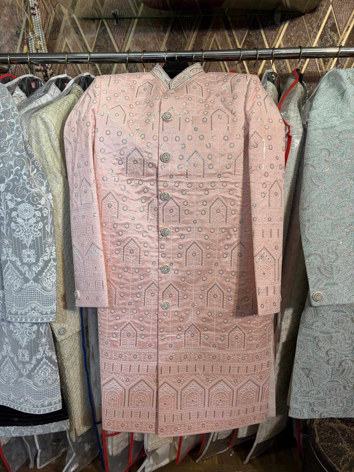 Pink Jodhpuri indo western blazer kurta Sherwani