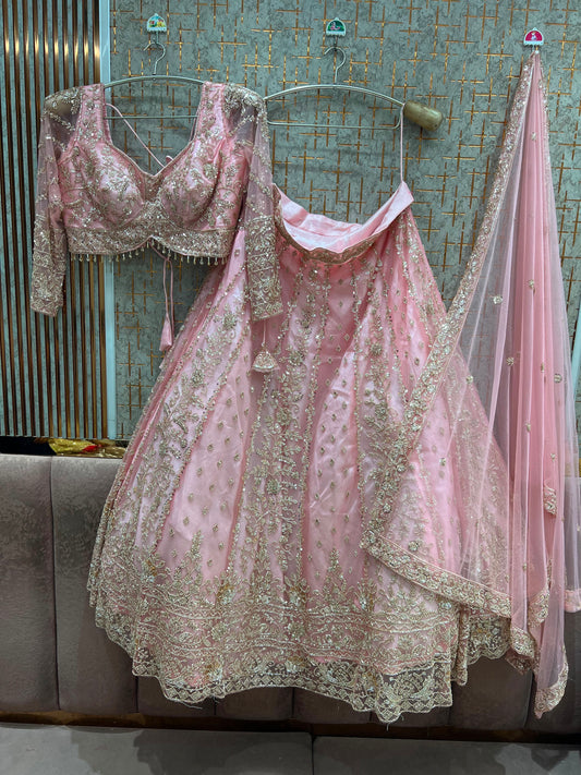 Pink Crop Top Lehenga