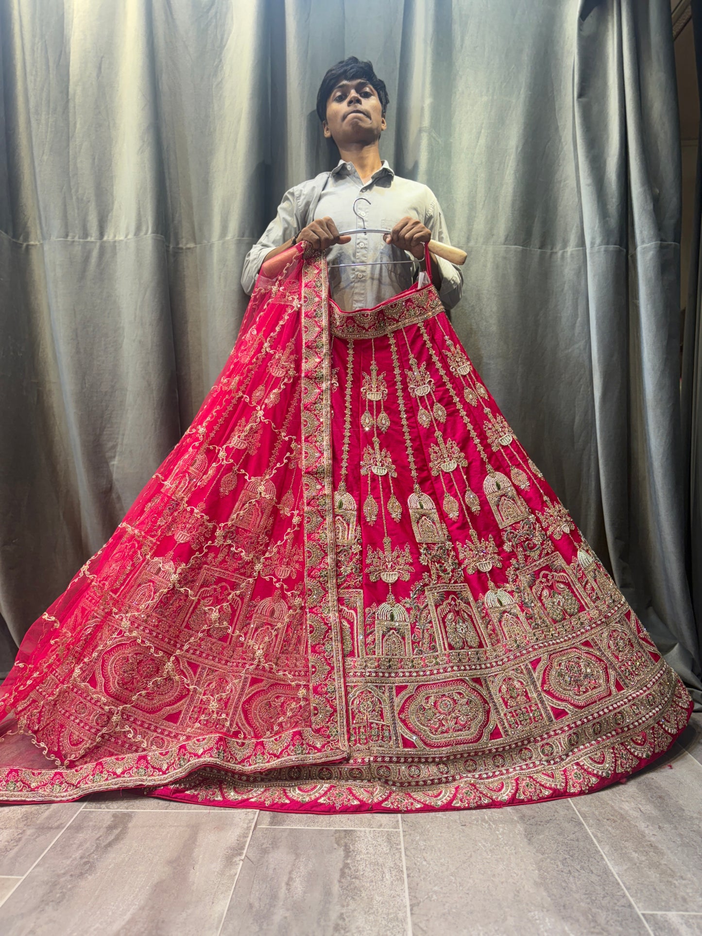 Lavishing Rani pink peacock bridal Lehenga