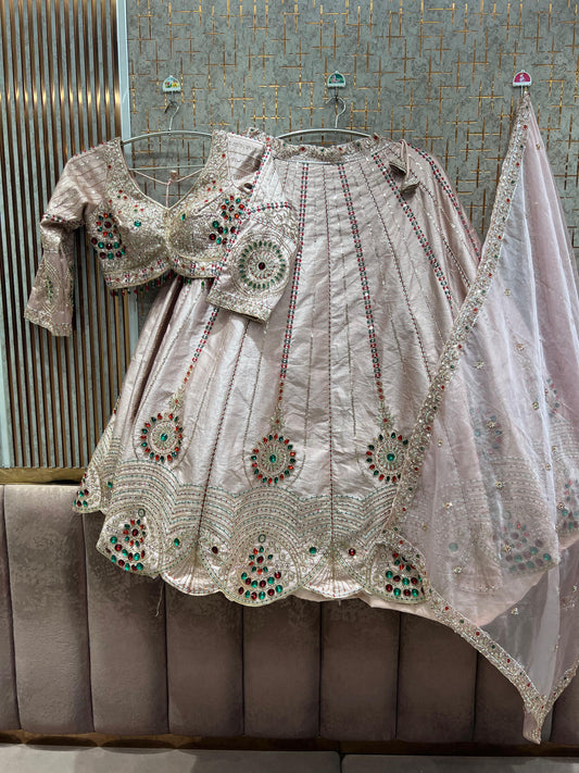 Pink crop top Lehenga