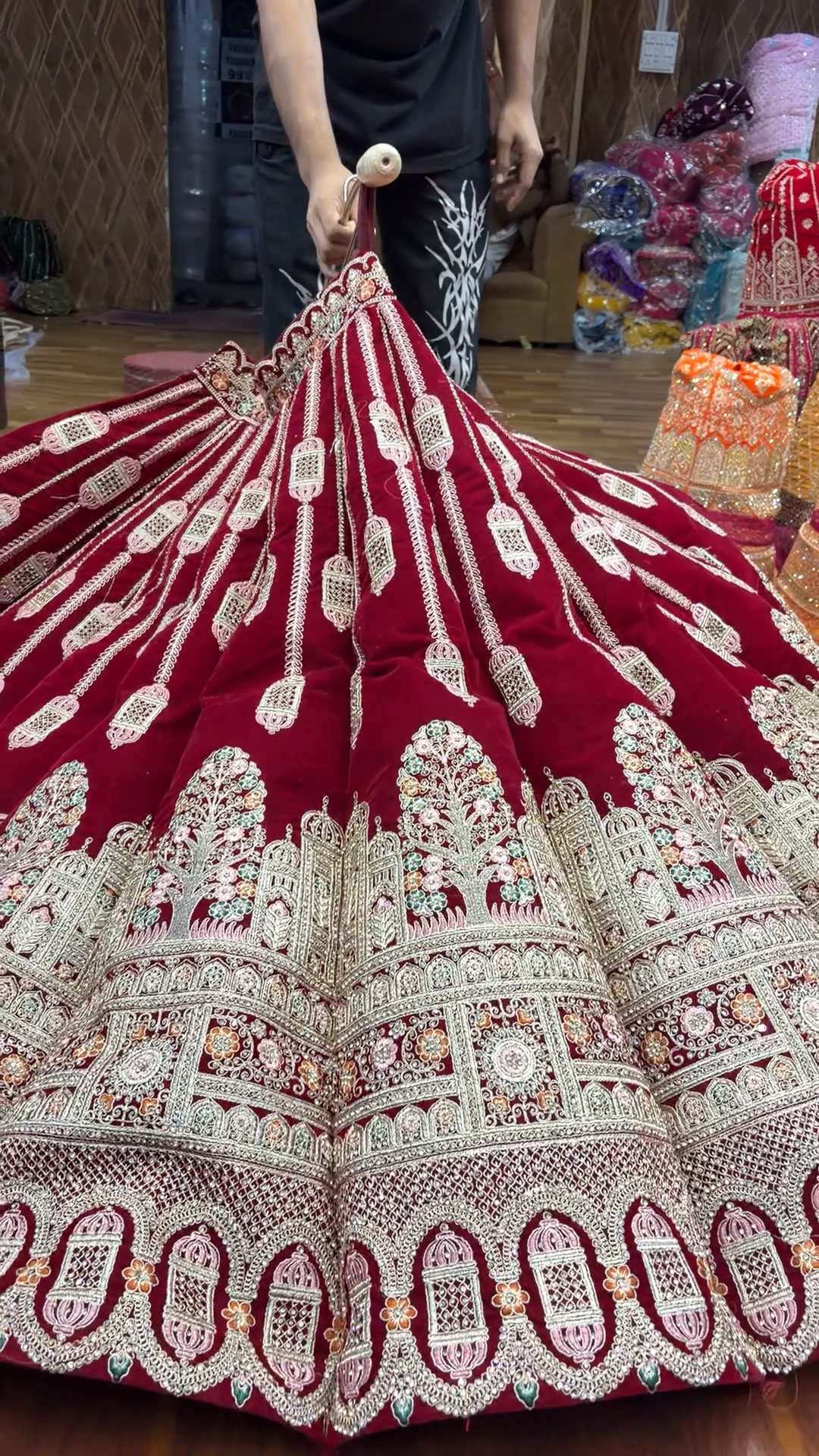 Cherry Maroon Ball Bridal Lehenga