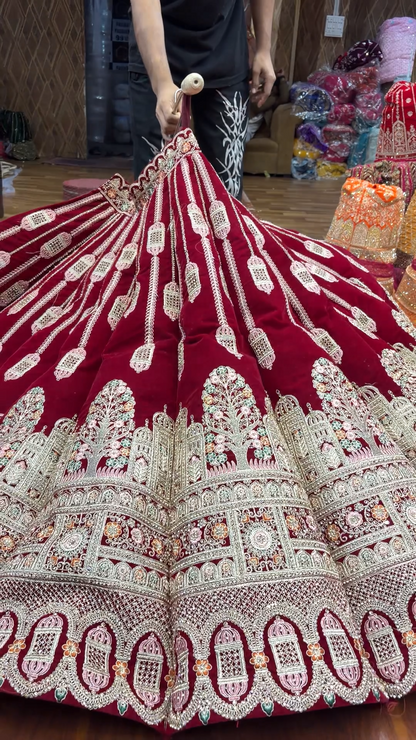Cherry Maroon Ball Bridal Lehenga