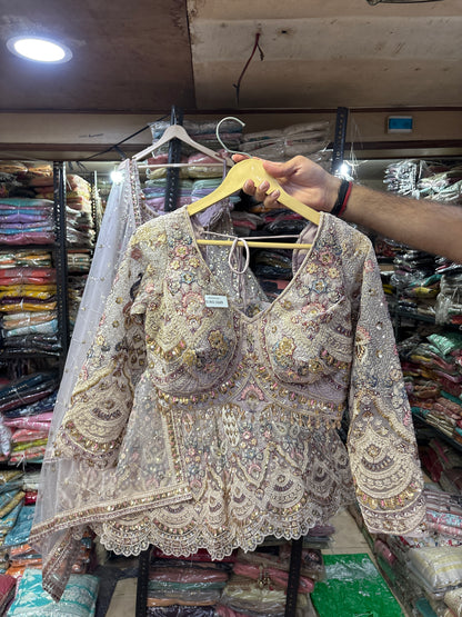 Lavishing Lavender pink peacock Crop Top Lehenga