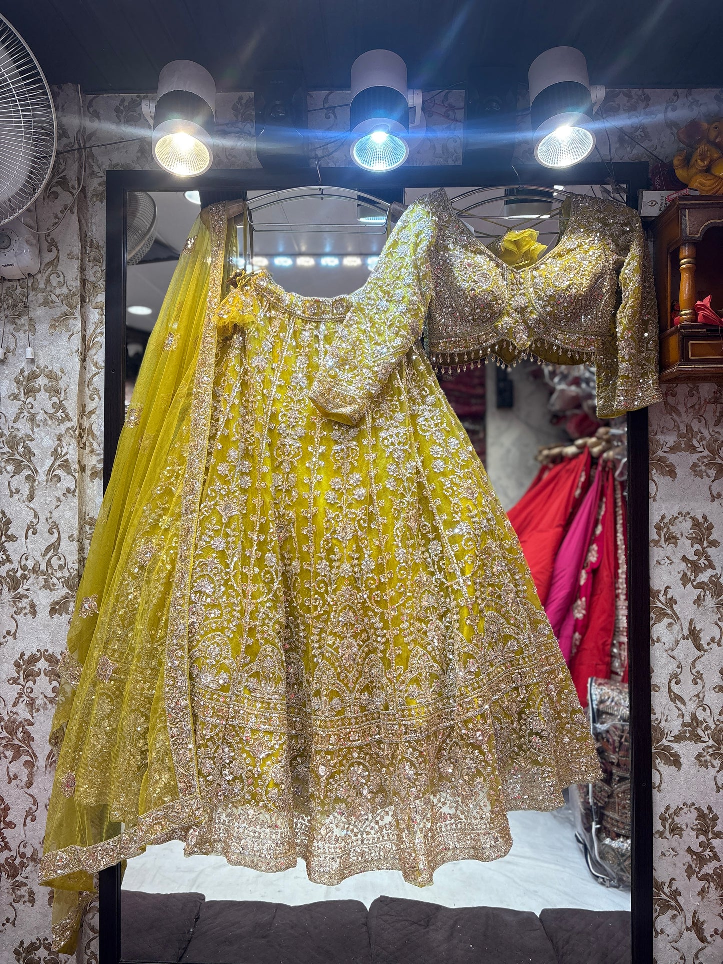 Lavishing yellow crop top Lehenga