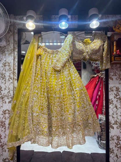 Lavishing yellow crop top Lehenga