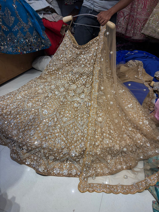 Heavy Chiku golden handwork Lehenga