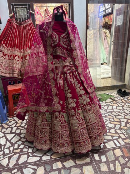 Maroon Peacock Ball Bridal Lehenga