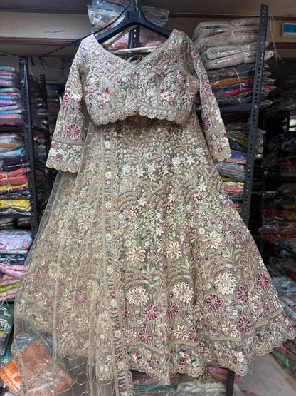 Glamorous peach Crop top Lehenga