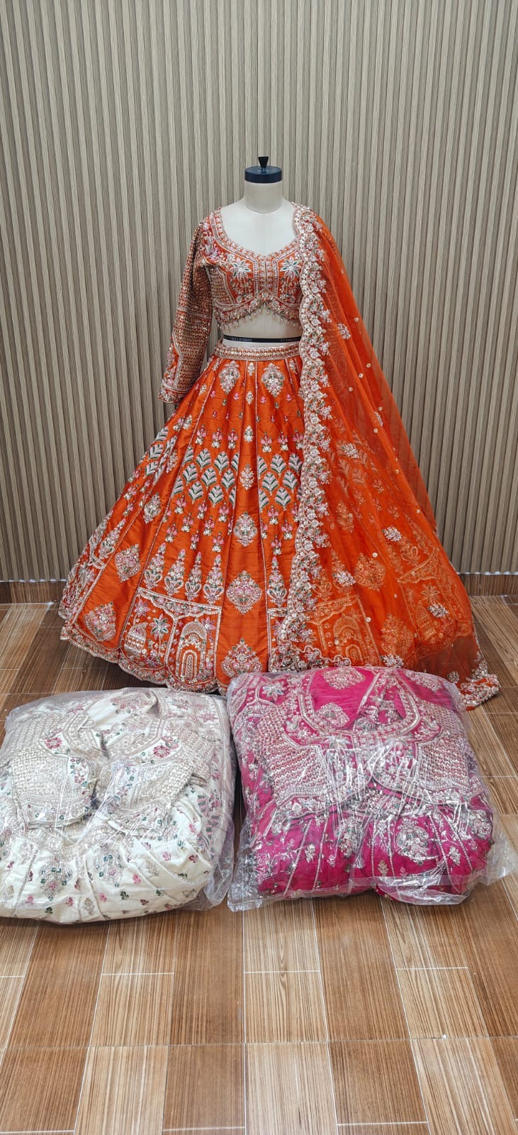 Rust Orange Crop Top Lehenga