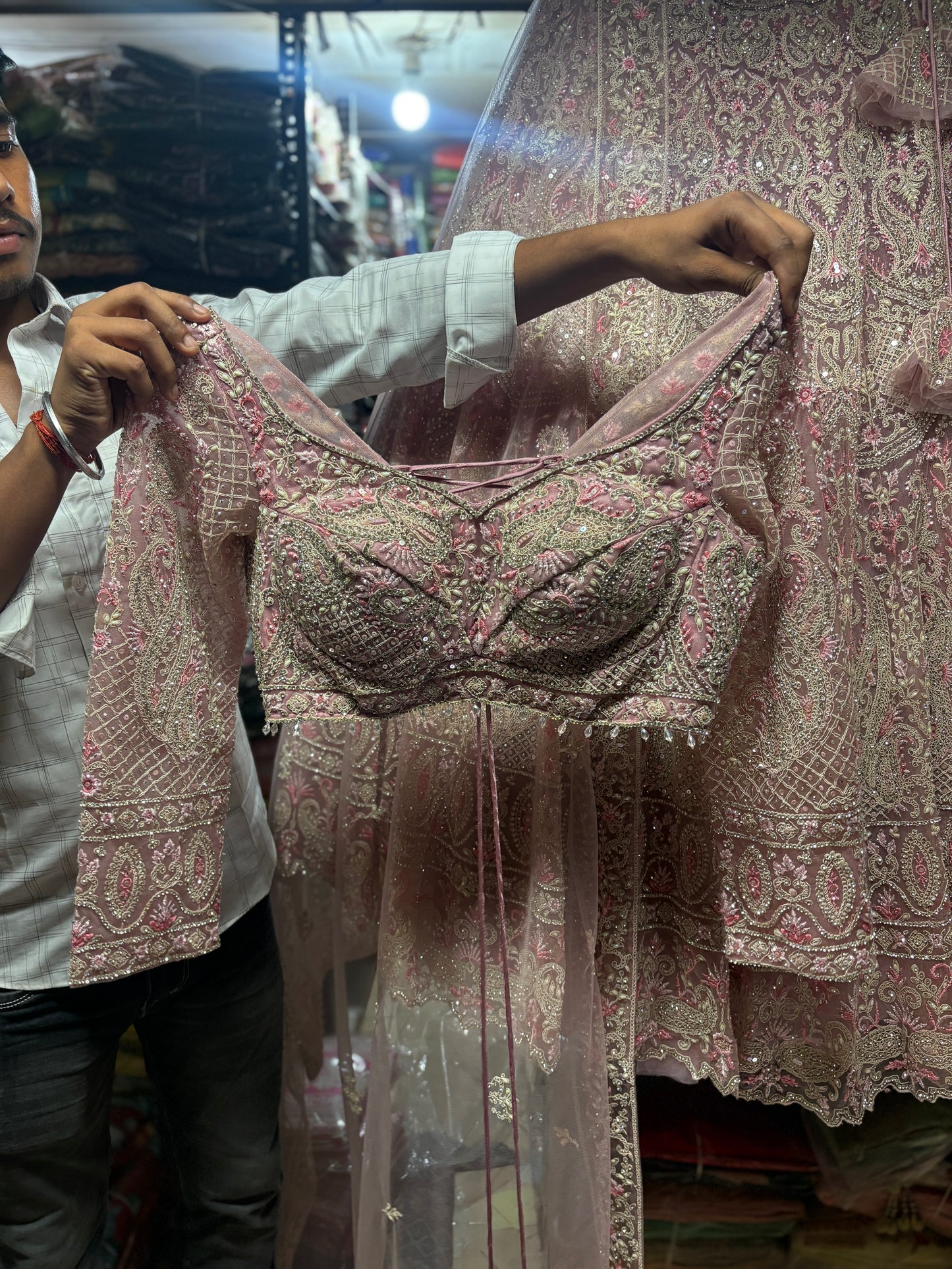 Charming pink crop top Lehenga