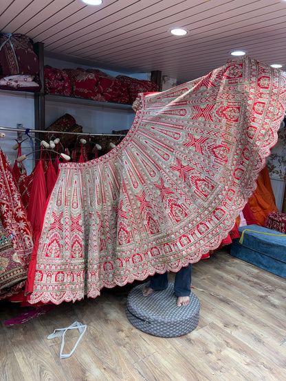 Red Pink Bridal handwork Lehenga