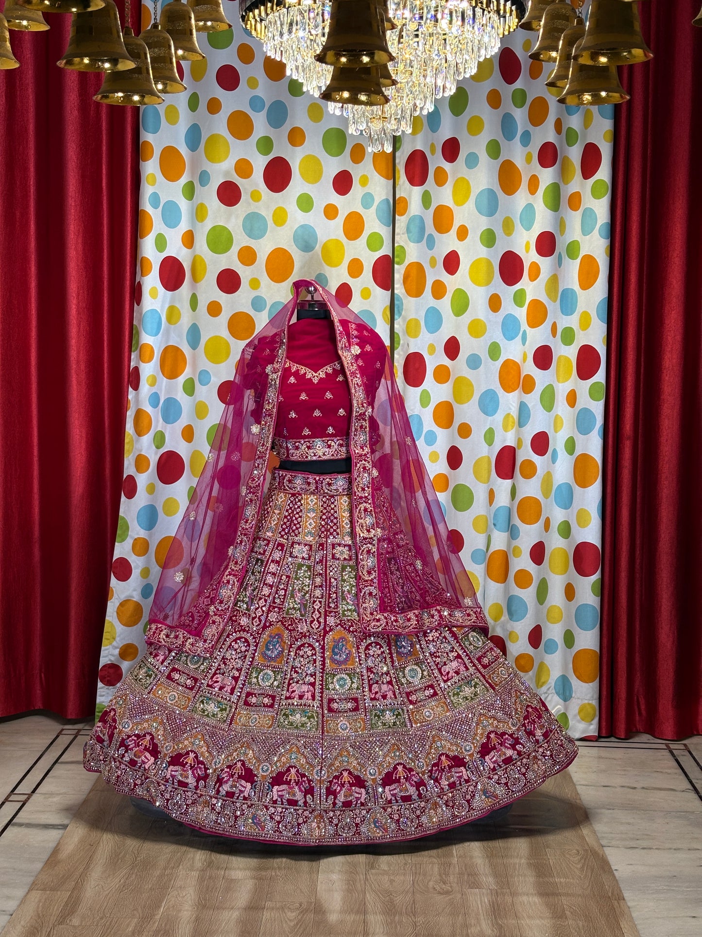 Stunning red rani Rajwada bridal Lehenga