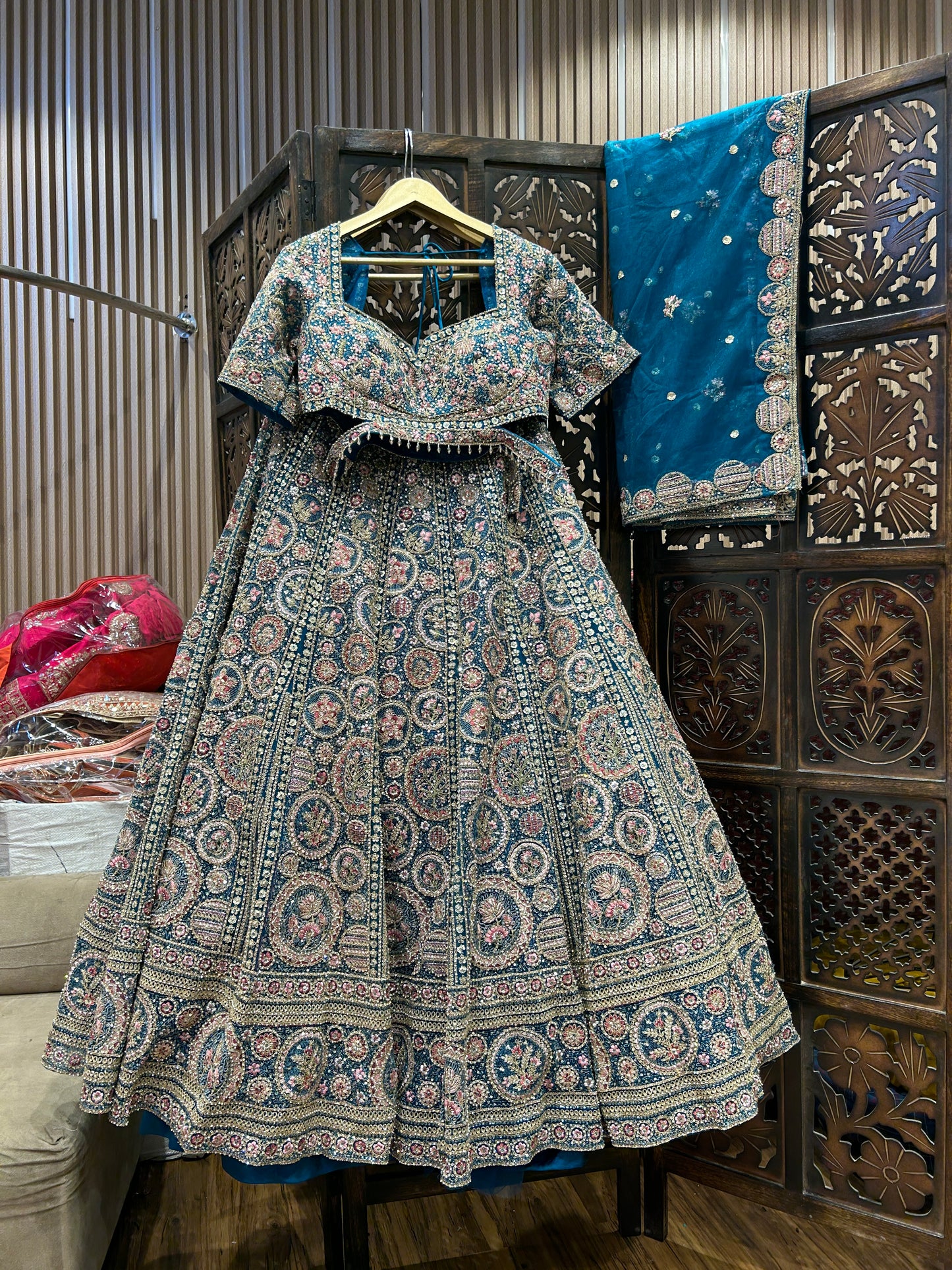 Awesome sky blue crop top lehenga