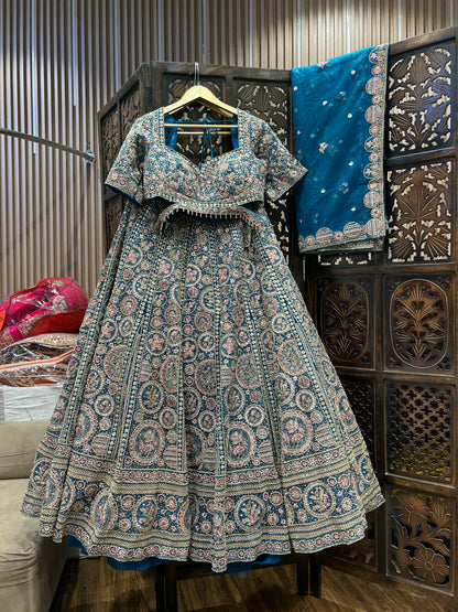 Awesome sky blue crop top lehenga