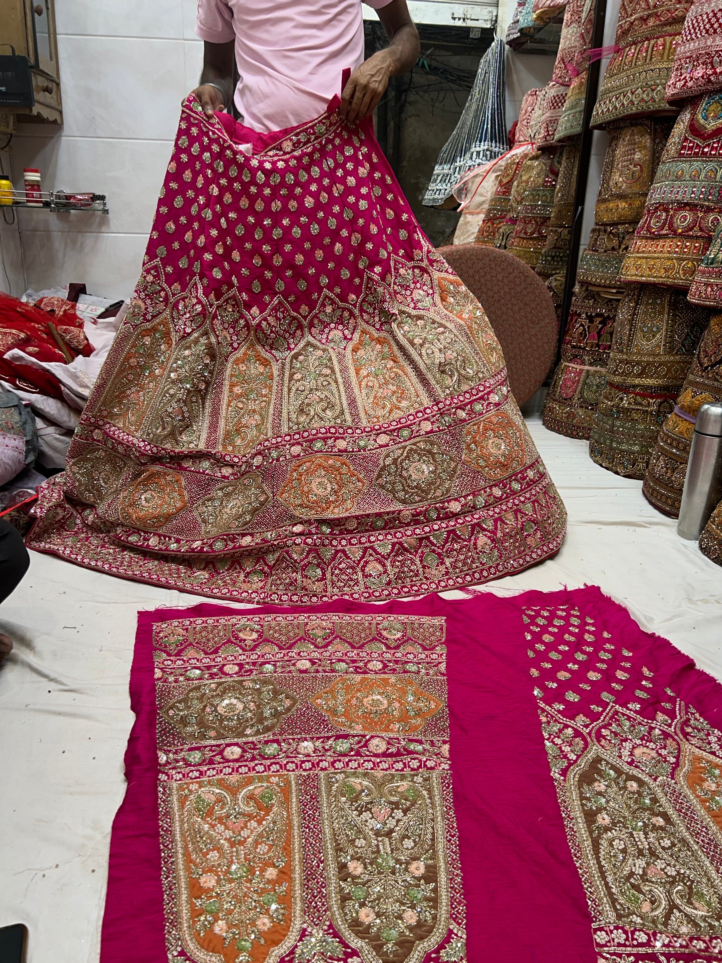 Magnificent pink bridal Pure Handwork Lehenga