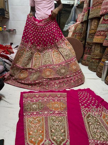 Magnificent pink bridal Pure Handwork Lehenga