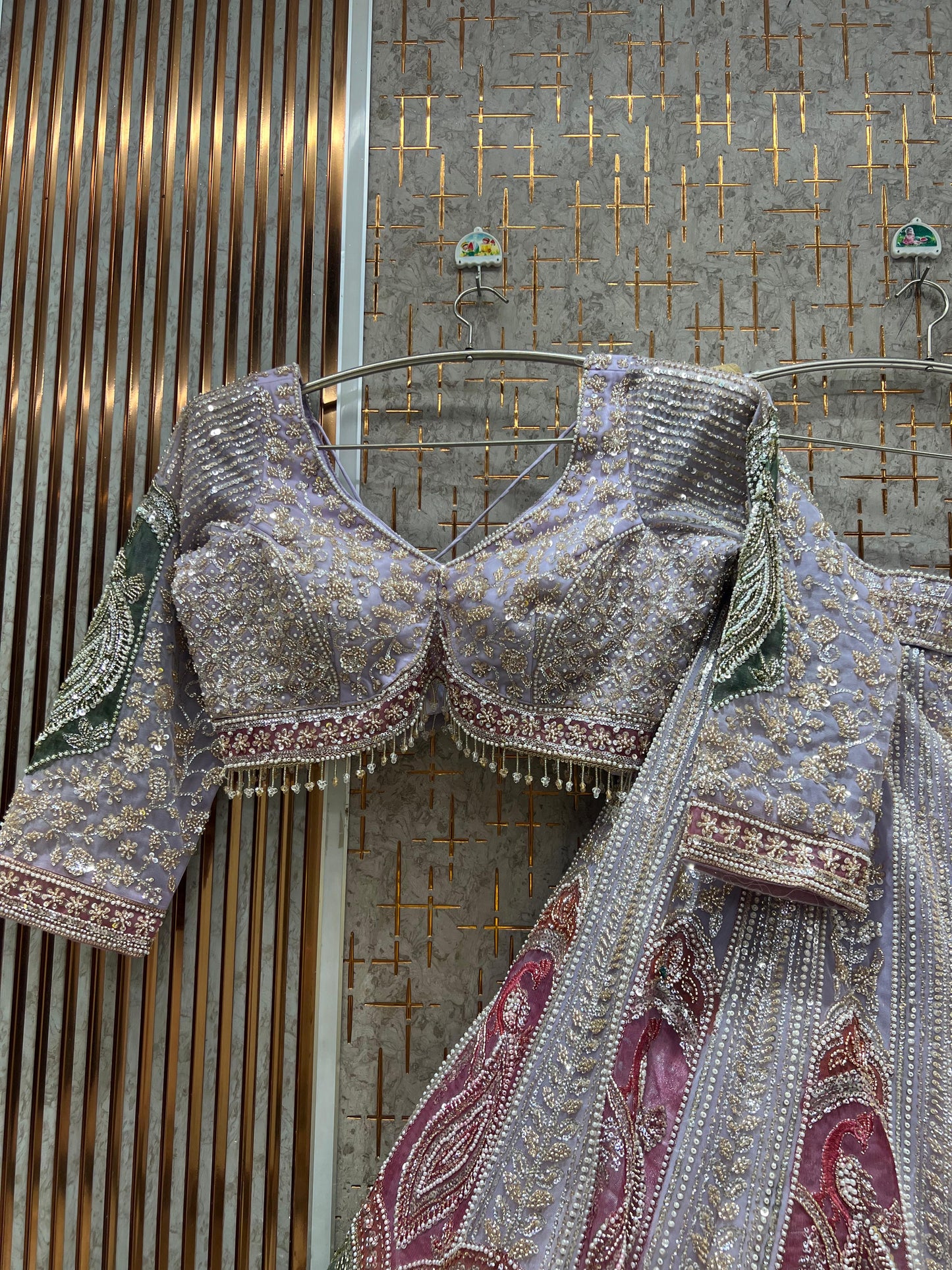 Pink crop top Lehenga